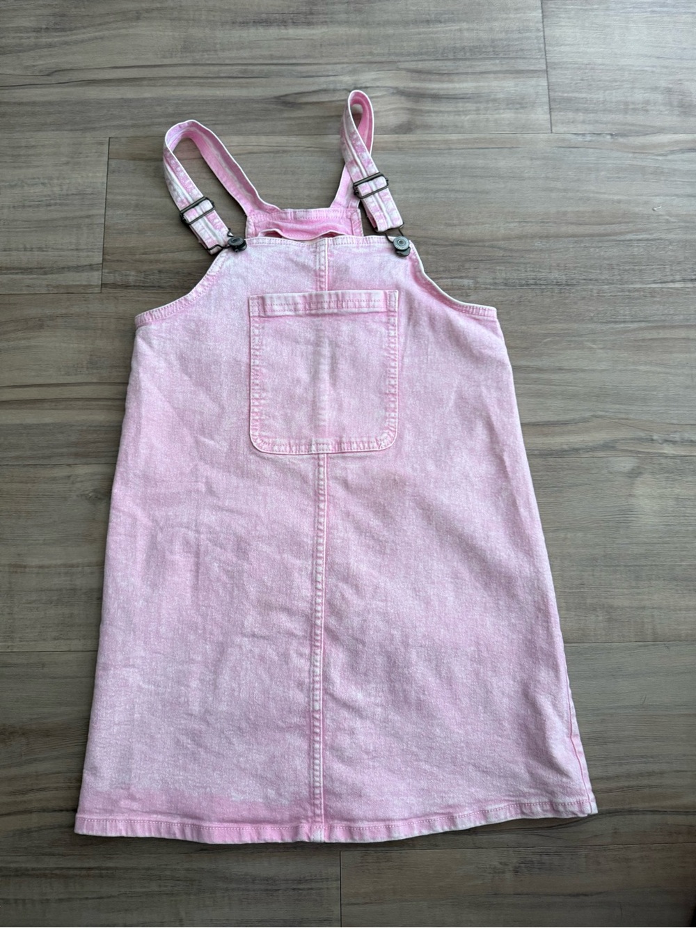 Girls' Pink Denim Overall Dress with Front Pocket